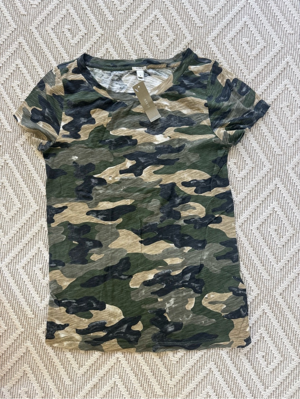 J. Crew Women’s Camouflage Short Sleeve Tee - Olive, Black, Tan